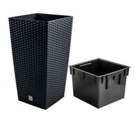 Pot À Fleurs - Prosperplast - Rato Square - Anthracite - 26,5x26,5x50 Cm - Plastique Multicolore