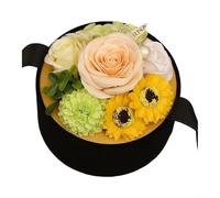 Pot à fleurs rond contenant un bouquet de roses de savon, délicatement fabriqué à la main pour un accessoire de salle de bain décoratif et parfumé (champagne)