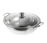 Pot à Fondue Chinoise Double Compartiment en Acier Inoxydable Argenté | Conception à Séparation Double Face, Conduction Rapide Chaleur, Réutilisable, Finition Soignée, Solide