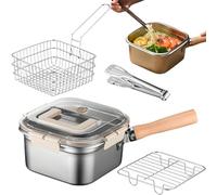 Pot à frire portable avec grille pour graisse, accessoires de cuisine d'extérieur pour camping, pique-nique, jardin, barbecue, fêtes familiales