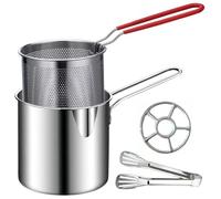 Pot à frire Set Fryer Poulet en acier inoxydable 4pc panier à frire, grille de cuisinière à clip, filtrage rapide, petite friteuse approfondie