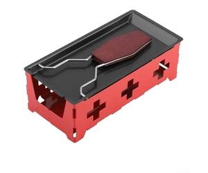 Pot à fromage en acier au carbone avec bougie chauffante pour le camping et le service de fromage fondu (rouge)