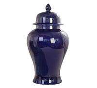 Pot à Gingembre Antique en céramique avec Couvercle, Grand Pot de Temple Chinois Bleu en Porcelaine - Pièce maîtresse de Composition Florale pour la décoration du Salon