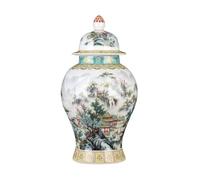 Pot à Gingembre en céramique Classique Style Antique de Jingdezhen, inspiré des paysages Chinois, avec Couvercle, idéal pour la décoration intérieure et Le Rangement du thé.