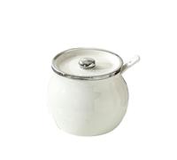 Pot à graisse en céramique avec couvercle 400 ml, résistant aux hautes températures, for la cuisine, le stockage du beurre et du saindoux, finition gris argenté(White Silver Plating -1200ml)