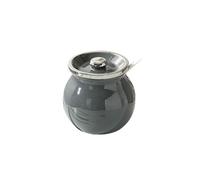 Pot à graisse en céramique avec couvercle 400 ml, résistant aux hautes températures, for la cuisine, le stockage du beurre et du saindoux, finition gris argenté(Grey Silver Plating -400ml)