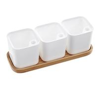 Orthex 3 Pots à Herbes Aromatiques à Auto-Alimentation avec Plateau en Bambou