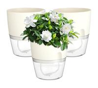 Pot à Herbes Set de Cuisine - Pot à Herbes Auto-Arrosant - Set Cuisine et Balcon, Pot en Plastique avec Système d’Arrosage pour Herbes Aromatiques Fraîches, Rebord de Fenêtre Chambre à Coucher (Blanc)