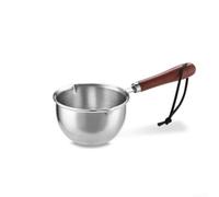 Pot à huile en acier inoxydable - 100 ml - 200 ml - Pour mini soupe et lait - Mesure graduée transparente - Poignée en bois isotherme - Rangement de cuisine (L)