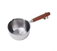 Pot à huile polyvalent en acier inoxydable et petite casserole avec poignée en bois, pour faire fondre le beurre, chauffer le chocolat, préparer le café et cuire des sauces (300 ml)
