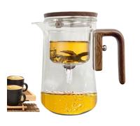 Pot à infuseur à thé en verre - Carafe de séparation d'eau pour feuilles de thé résistantes à la chaleur avec poignée en bois, théière en verre à contrôle de presse magique avec infuseur pour thé et