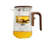 Pot à infuseur à thé en verre - Carafe de séparation d'eau pour feuilles de thé résistantes à la chaleur avec poignée en bois, théière en verre à contrôle de presse magique avec infuseur pour thé et