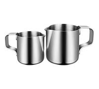 Pot à Lait 150ml/350ml, Milk Pitcher en Acier Inoxydable Pot à Lait Faire Mousser Pichet Art Latte Stylet Cuisine Maison Craft Café Latte Lait Pichet Pour Cappuccino Et Café Latte (Argent)