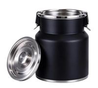Pot à lait 2,5 l résistant aux taches avec couvercle hermétique | Récipient d'eau en acier inoxydable pour camping, maison, cuisine, table de salle à manger, restaurant, fête, réunion, noir