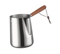 Pot à lait Cafetière turque plus chaude avec poignée en bois en acier inoxydable(1000ML)