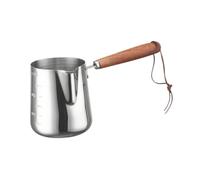 Pot à lait Cafetière turque plus chaude avec poignée en bois en acier inoxydable(350ML)