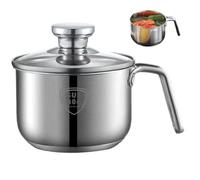 Pot à lait Casserole en acier inoxydable de 2400 ml avec bec verseur, chauffe-lait avec couvercle en verre et poignée pour faire bouillir la sauce, les sauces, les pâtes, les nouilles, les figures