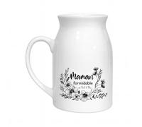 Pot à lait céramique 450 ml personnalisé prénoms - “Maman formidable” - Cadeau fête des mères/anniversaire - Vase déco multi-usage - Lave-vaisselle