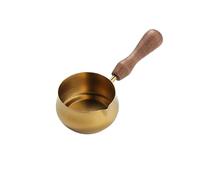 Pot à lait en acier inoxydable 304, chauffe-beurre, poêle à lait avec bec verseur, tasse à sauce de cuisson avec manche en bois(Gold 60ml)