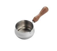 Pot à lait en acier inoxydable 304, chauffe-beurre, poêle à lait avec bec verseur, tasse à sauce de cuisson avec manche en bois(Silver 110ml)