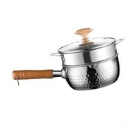 Pot à lait en acier inoxydable de 18 cm avec panier vapeur, casserole 316 pour soupe de nouilles, chauffage rapide, facile à nettoyer, couvercle en verre, finition argentée