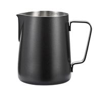 Pot à lait en acier inoxydable Pichet à mousse de lait Barista pichet accessoire pots en acier inoxydable mousseur tasse café tirer fleur(600ml,Black)