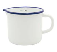 Pot à lait en émail, blanc/bleu, contenance : 1,00 litre