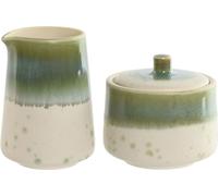 Pot à lait et sucrier Home ESPRIT Blanc vert Porcelaine 250 ml 9 X 9 X 8,4 cm 2 pièces
