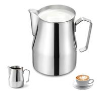 Pot à Lait Inox 500 ml, Pichet à Lait Acier Inoxydable avec Mesure, Milk Pitcher Barista pour Mousse de Lait, Cappuccino, Espresso, Latte Art pichet à lait inox (Argenté)