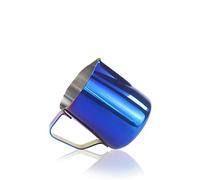 Pot à Lait Pichet de café moussant en acier inoxydable Tirez la tasse fleur pour Restaurants et Ménages(Bleu,9.2x9x11.2cm)