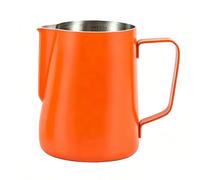 Pot à lait pour machine à café - 600 ml / 20 oz, en acier inoxydable 304, avec échelle graduée, style barista pour cappuccino, latte et expresso, couleur orange