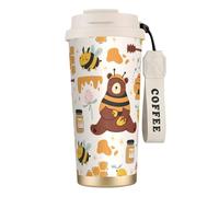 Pot à miel mignon en forme d'abeille et d'ours, idéal pour les voyages. Mug isotherme 100 % étanche en acier inoxydable 316 avec couvercle et paille, parfait pour l'eau, le thé glacé, le café, les smo