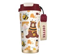 Pot à miel mignon en forme d'abeille et d'ours, idéal pour les voyages. Mug isotherme 100 % étanche en acier inoxydable 316 avec couvercle et paille, parfait pour l'eau, le thé glacé, le café, les smo