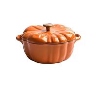 Pot à mijoter le four hollandais, casserole en fonte émaillée en forme de citrouille en forme de citrouille avec couvercle et intérieur antiadhésif - four sans danger pour le ragoût, l'ébullition