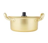 Pot à nouilles de ramen coréen, pot à nouilles ramen en aluminium jaune, antiadhésif, traditionnel coréen, peut être chauffé par un feu ouvert et une cuisinière électrique en céramique (pot de 20 cm)