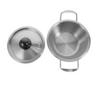 Pot à Nouilles Instantanées Double Oreille en Acier Inoxydable Argenté | Chauffe-lait, Cuisson de Ramen Coréens et Nouilles, Format Compact, Poignées Doubles, Usage Quotidien