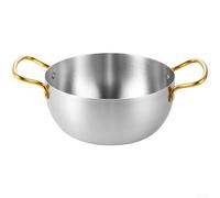 Pot à nouilles ramen compact en acier inoxydable avec poignées pour la cuisson de la soupe, des nouilles, des pâtes, facile à nettoyer et empilable pour un rangement organisé de la cuisine (22 cm)