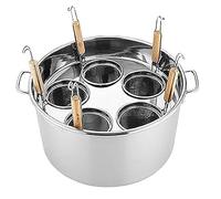 Pot à pâtes en acier inoxydable, Ensemble d'inserts for cuiseur à pâtes 3/4/5 trous/marmite commerciale avec séparateur et passoire for une cuisson parfaite et un égouttage facile(5 Holes)