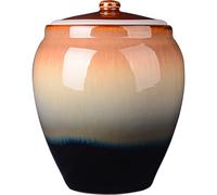 Pot à riz en céramique avec couvercle, grand récipient de rangement pour céréales, céréales, céréales, pot scellé, cylindre en céramique, distributeur de stockage d'aliments de style chinois pour thé,