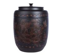 Pot à Riz En CéRamique, Cylindre à Riz En CéRamique avec Couvercle, RéCipient à CéRéAles, Rangement pour Le Riz, Le Soja, Le MaïS, La Farine Et Les Flocons D'Avoine