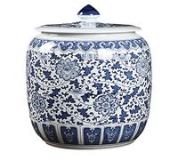 Pot à Riz en Porcelaine Bleue et Blanche de Style rétro Chinois, avec Couvercle, boîte de Rangement pour en-Cas, récipient en céramique pour Noix et céréales, bocaux hermétiques
