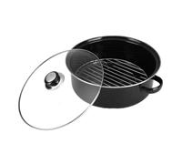 Pot à Rôtir Polyvalent en Fonte Noire, Chauffage Uniforme Multi-source | Pommes de Terre Rôties et Ailes de Poulet, Usage sur Cuisinière et Cuisson Maison