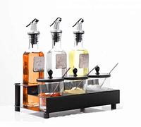 pot à sel, Ensemble de 3 ou 4 flacons d'huile et vinaigre, support en acier inoxydable, idéal for la cuisine - pièces(3 Piece Set)