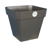 Pot de fleurs carré - RIVIERA - Soleilla en plastique - 49 x 49 x H 45 cm - 65 L - Gris pailleté