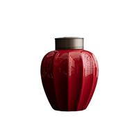 Pot a sucre Bocal à thé en céramique avec couvercle à double fermeture. Magnifique boîte à thé for café, sucre, noix, herbes et épices. La cuisine(Red)