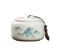 Pot a sucre Boîte à thé en céramique avec couvercle, grande capacité, idéale for servir du café moulu, du thé, du sucre, du sel, etc. La cuisine(Blue)
