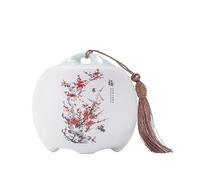 Pot a sucre Boîte à thé en céramique avec couvercle hermétique et pompon, idéale for conserver le café, le thé et les bonbons La cuisine(Red,Grand)