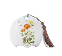 Pot a sucre Boîte à thé en céramique avec couvercle hermétique et pompon, idéale for conserver le café, le thé et les bonbons La cuisine(Yellow,Petit)