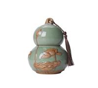 Pot a sucre Boîte à thé en forme de gourde avec couvercle hermétique et poignée de transport, boîte de conservation en céramique for thé en vrac, café, sucre, noix, herbes et épices La cuisine(Green,G