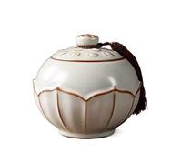 Pot a sucre Boîte à thé en porcelaine à décor de fleur de lotus vintage, récipient à thé en vrac en céramique de style chinois oriental avec couvercle, récipient à sucre, pot à gingembre, support à gr